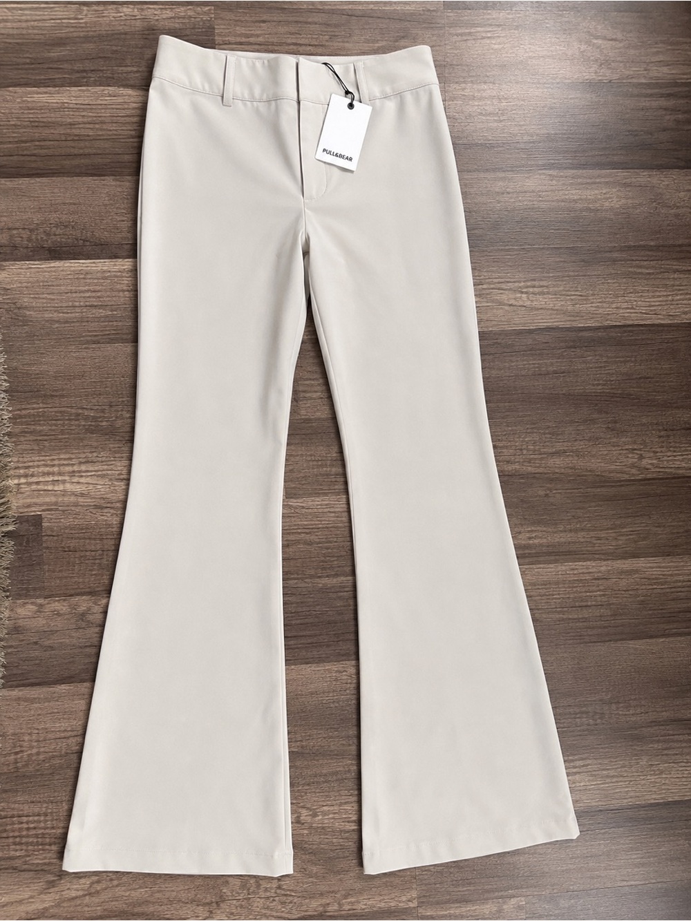 Pull&Bear Cream Flared Wide-Leg Jeans